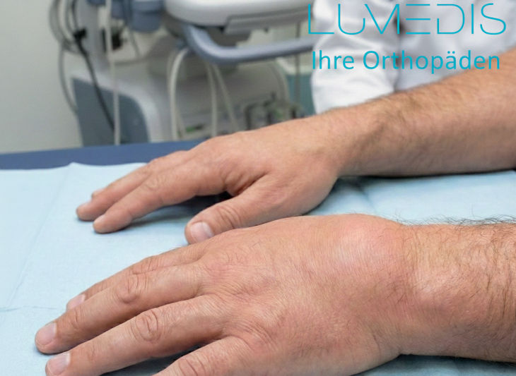 Schwellung des linken Handrückens