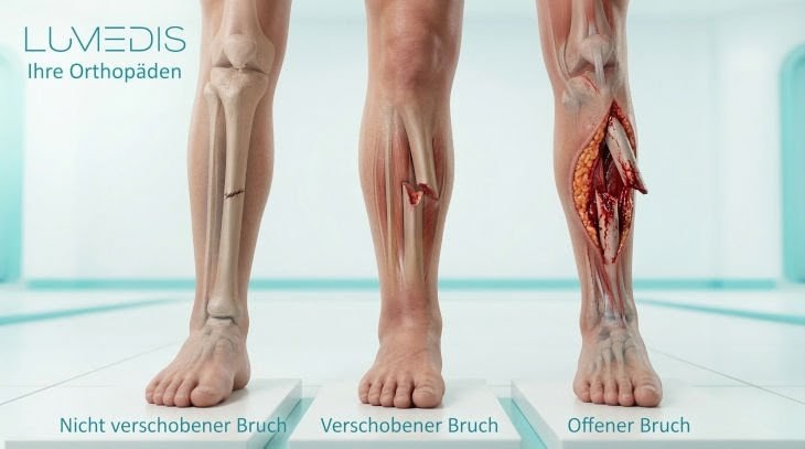 Abbildung eines gebrochenen Schienbeins