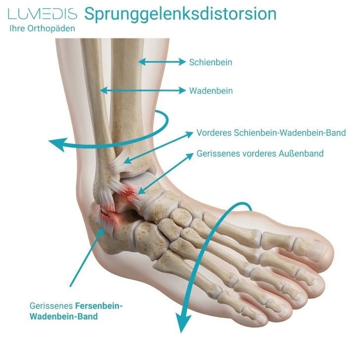 Abbildung einer Sprunggelenksdistorsion Abbildung einer Sprunggelenksdistorsion