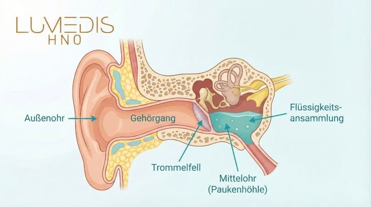 Paukenerguss, Wasser hinter dem Trommelfell