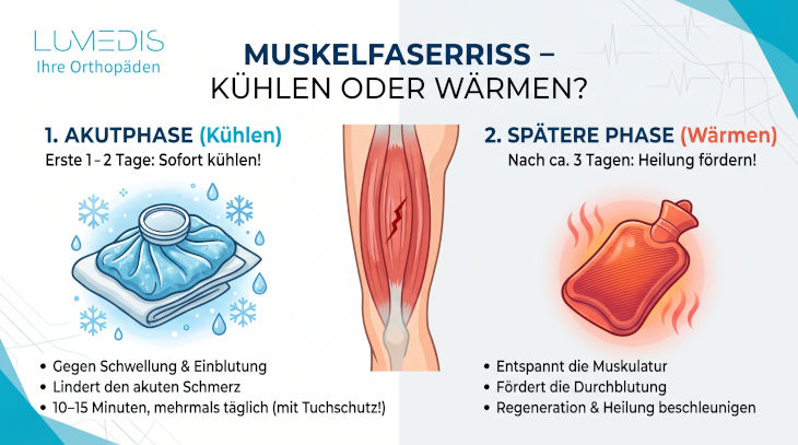 Abbildung: Muskelfaserriss Kühlen oder Wärmen Abbildung: Muskelfaserriss Kühlen oder Wärmen