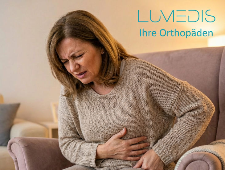 Frau mit Schmerzen am Zwerchfell