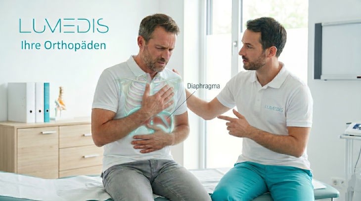 Abbildung eines Patienten mit einem Zwerchfellkrampf