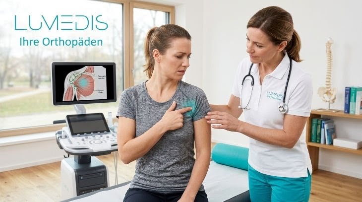 Frau hat ziehen zwischen der Achsel und der Brust