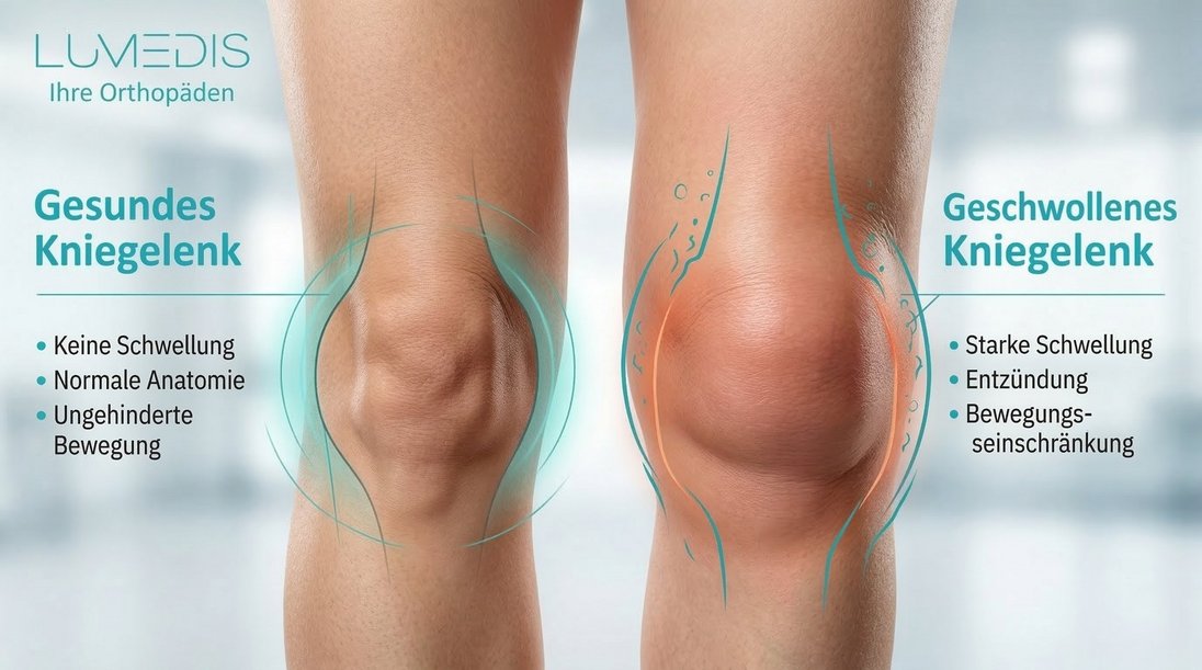 Abbildung eines geschwollenen Kniegelenks Abbildung eines geschwollenen Kniegelenks
