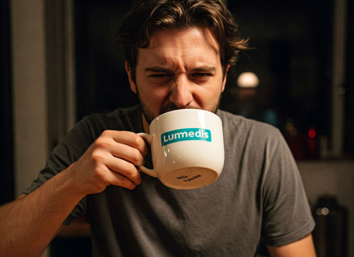 Mann trinkt zu viel Kaffee